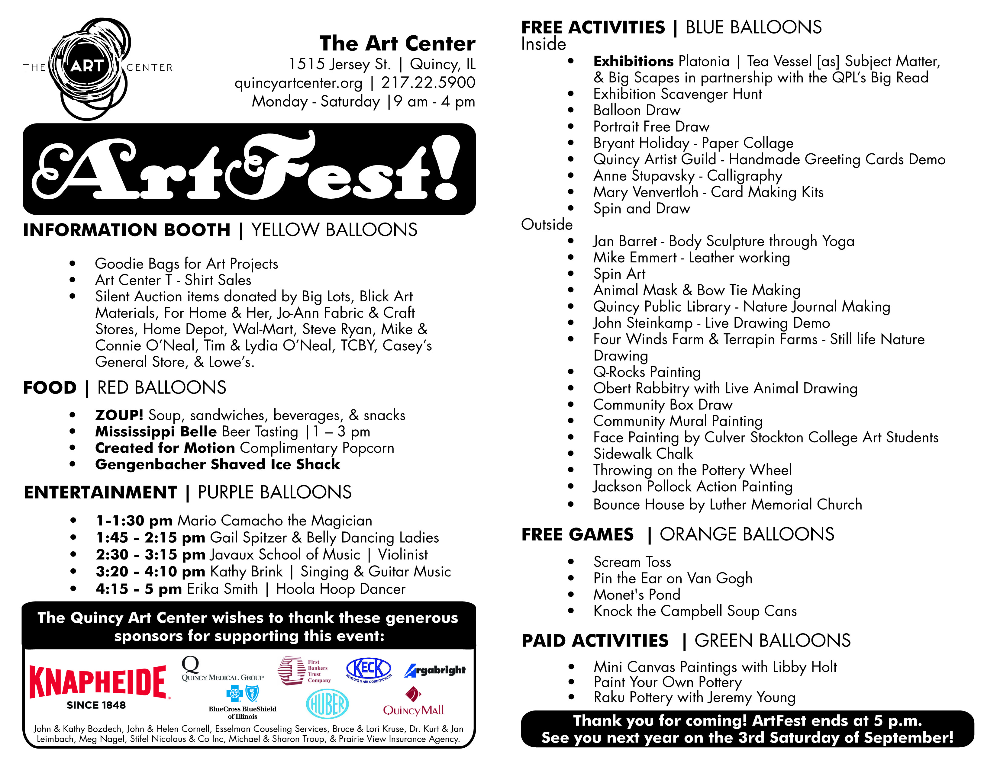 2017 ArtFest Program